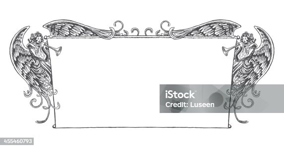 istock Vintage Style Banner Flanked by Angels 455460793