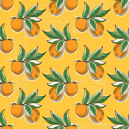 Vintage Style Oranges Seamless Pattern