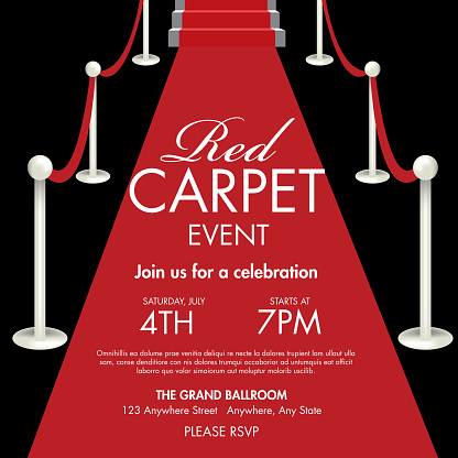 Vintage style Red and black Carpet Event ticket invitation template