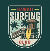 istock Vintage surfing club badge 1144241430
