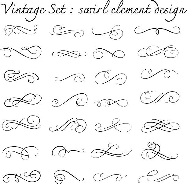 vintage swirl design element set,page decoration,vector illustra vintage swirl design element set,page decoration,vector illustration embellishment stock illustrations