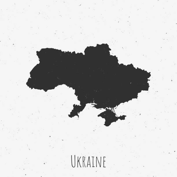 빈티지 우크라이나지도 복고풍 스타일, 먼지가 흰색 배경에 - 우크라이나 stock illustrations