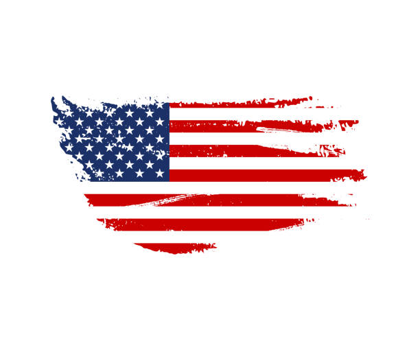 Vintage USA flag illustration. Vector American flag on grunge texture. Vintage USA flag illustration. Vector American flag on grunge texture. distressed american flag stock illustrations