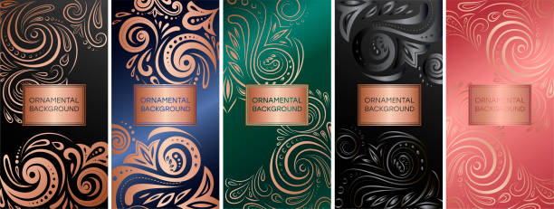 Vintage vector ornament template Luxury packaging design of chocolate bars. Vintage ornament template. Elegant, classic elements. Great for food, drink and other package types. Vector illustration chocolate designs stock illustrations