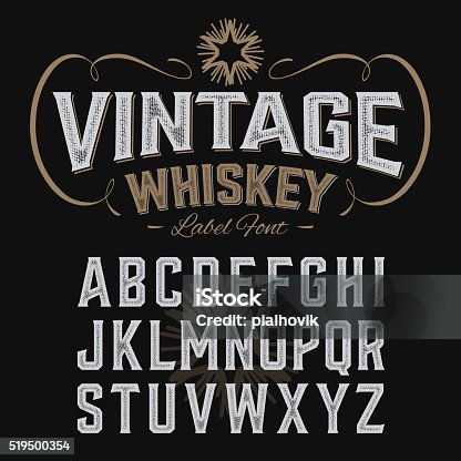 istock Vintage whiskey label font with sample design 519500354