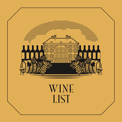 Vintage wine label or wine list