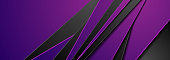 Violet and black abstract technology graphic design with stripes. Corporate geometric background. Vector illustration