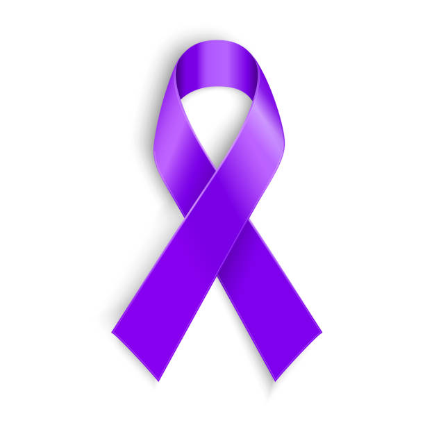 stockillustraties, clipart, cartoons en iconen met violet ribbon as symbol of hodgkin disease awareness - paars