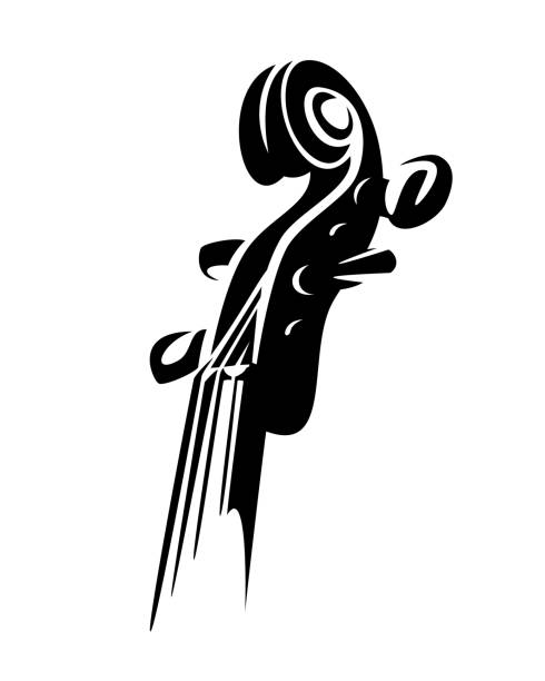 violine-musikinstrument-schwarz vektor-design - geige stock-grafiken, -clipart, -cartoons und -symbole