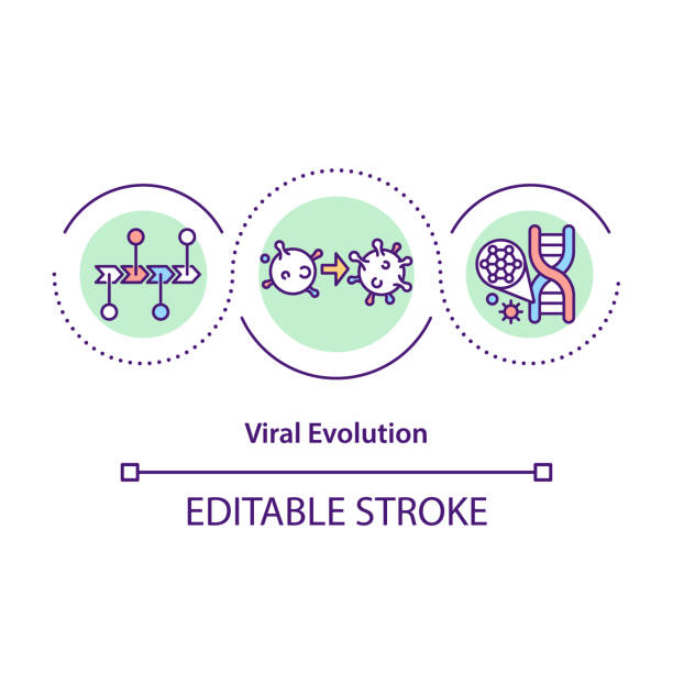 viralevolution sconcept-symbol - coronavirus mutation stock-grafiken, -clipart, -cartoons und -symbole