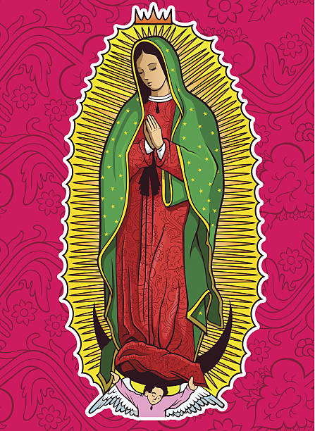 Virgin of Guadalupe An interpretation of classic religious icon: Virgin of Guadalupe. virgin mary stock illustrations