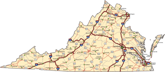 Virginia State Map With Interstates - United States Map