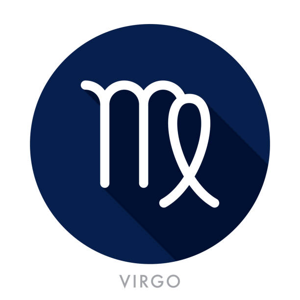 Virgo Zodiac Icon A flat design zodiac and planetary symbol icon with long side shadow. File is built in the CMYK color space for optimal printing. Color swatches are global so it’s easy to change colors across the document. virgo stock illustrations