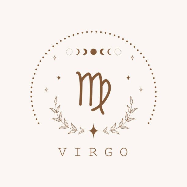 Virgo. Zodiac sign in boho style. Astrological icon isolated on white background. Mystery and esoteric. Horoscope logo vector illustration. Spiritual tarot card Virgo. Zodiac sign in boho style. Astrological icon isolated on white background. Mystery and esoteric. Horoscope logo vector illustration. Spiritual tarot card. virgo stock illustrations
