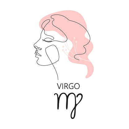 Virgo zodiac sign. The symbol of the astrological horoscope. One line.