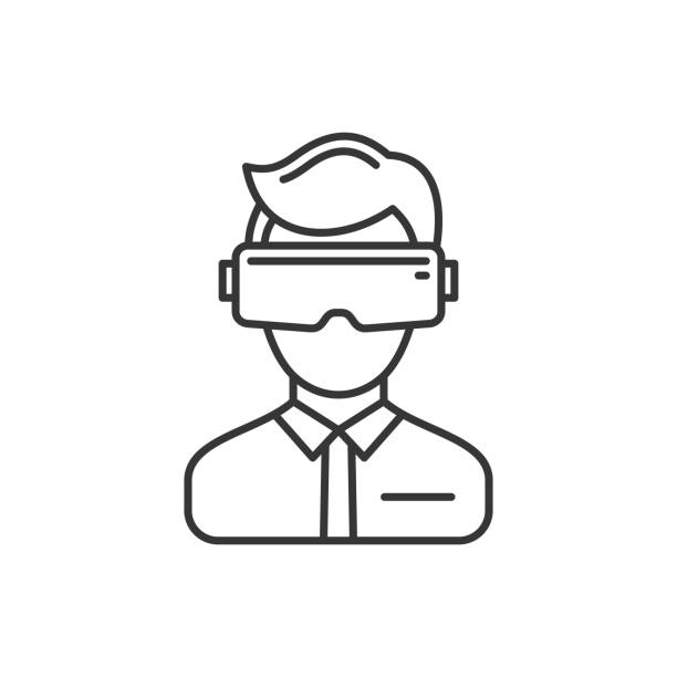virtual reality headset icon auf weißem hintergrund. vektor - vr brille stock-grafiken, -clipart, -cartoons und -symbole