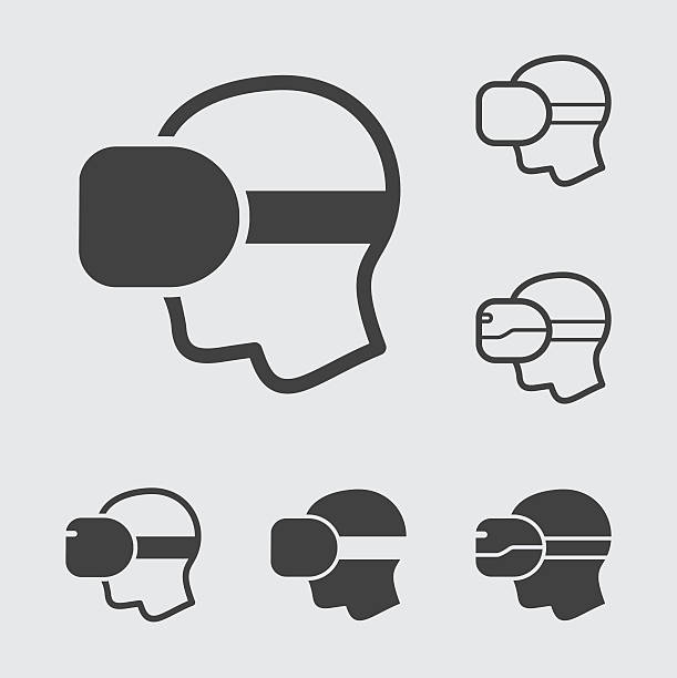 virtual reality headset icons - vr brille stock-grafiken, -clipart, -cartoons und -symbole
