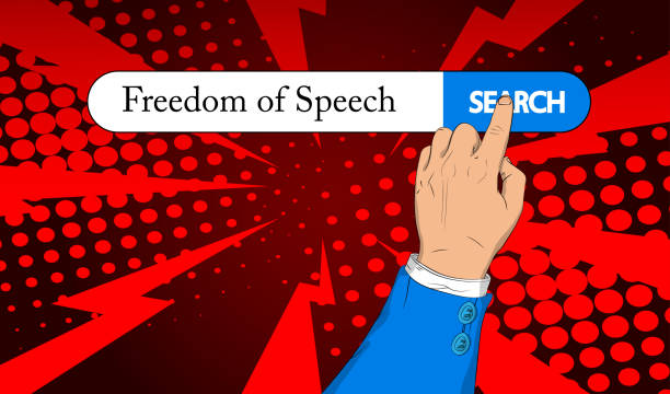 stockillustraties, clipart, cartoons en iconen met virtual search bar with the text freedom of speech. - cancelcultuur
