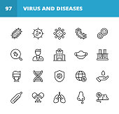 20 Virus and Disease Outline Icons.