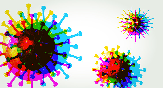 Posterised or Pop Art styled Virus Cells