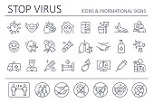 Virus - Icon Set and Prohibited Signs. Coronavirus vector