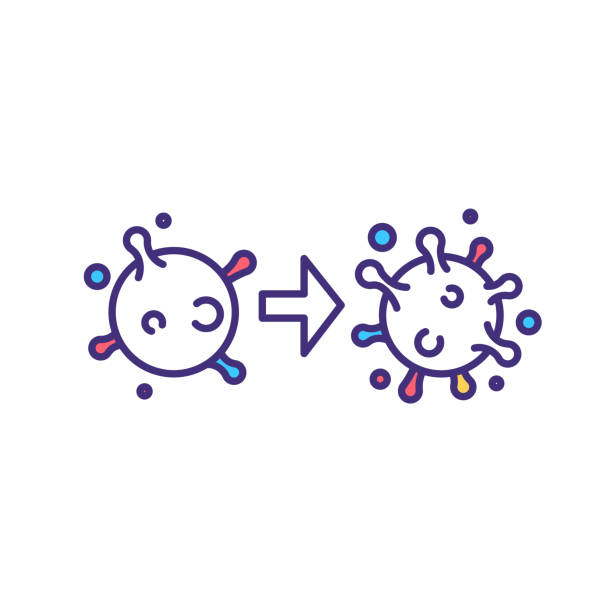 virusmutation rgb-farbsymbol - coronavirus mutation stock-grafiken, -clipart, -cartoons und -symbole
