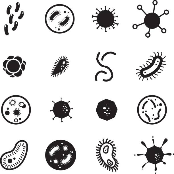 Virus silhouettes vector art illustration