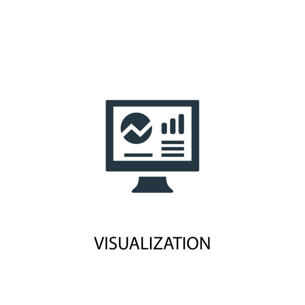 시각화 크리에이티브 아이콘입니다. 간단한 요소 그림입니다. 비즈니스 인텔리전스 컬렉션의 시각화 개념 기호 디자인. 웹 및 모바일에 사용할 수 있습니다. - 저널리즘 stock illustrations