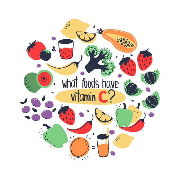 ilustrações de stock, clip art, desenhos animados e ícones de vitamin c food sources - alimentos sistema imunitário