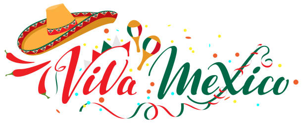 Viva Mexico Independence Day lettering text greeting card template Viva Mexico Independence Day lettering text greeting card template. Isolated on white vector illustration mexican independence day images stock illustrations