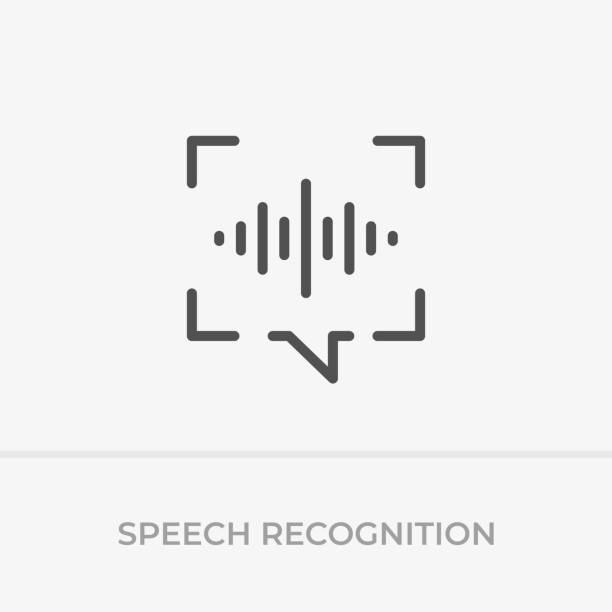 Voice command control. Voice recognition icon. Speech bubble capture and sound wave with imitation of voice. Voice command control. Voice recognition icon. Speech bubble capture and sound wave with imitation of voice. speech recognition stock illustrations