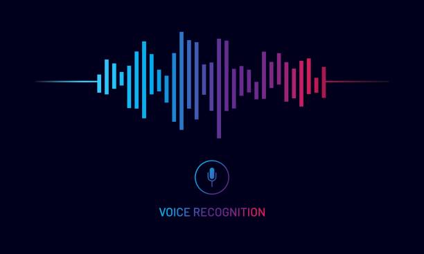 Voice Personal assistant and voice recognition concept design. Vector illustration of soundwave intelligent technologies. audio equipment stock illustrations