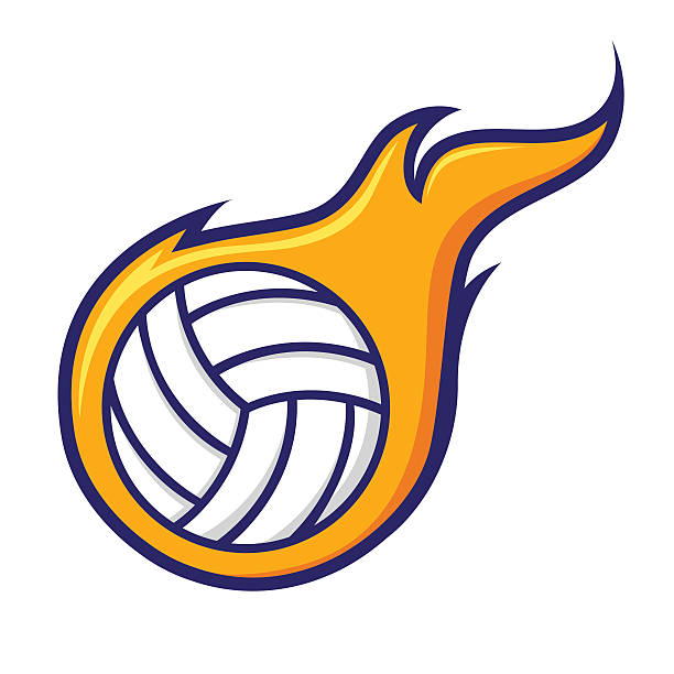 volley ball with flames icon symbol - 排球 球 幅插畫檔、美工圖案、卡通及圖標