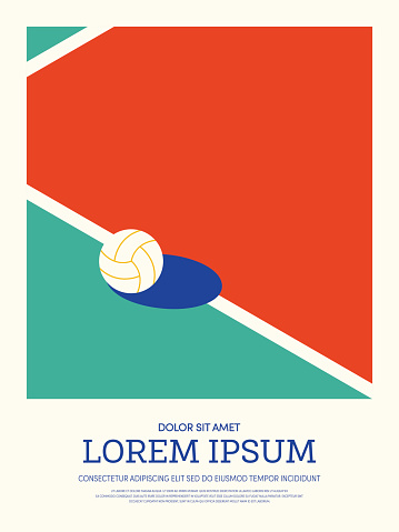 Volleyball abstract sport vintage retro style poster background,
