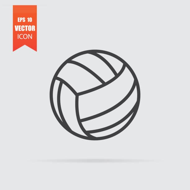 排球球圖示以扁平的方式隔離在灰色背景上。 - 排球 球 幅插畫檔、美工圖案、卡通及圖標