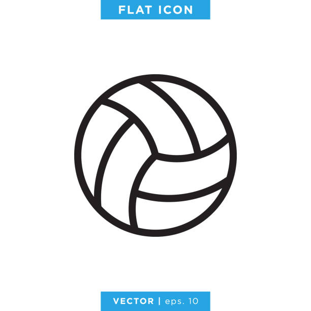 ilustraciones, imágenes clip art, dibujos animados e iconos de stock de plantilla de diseño de ilustración de voleibol icono vectorial. - pelota de voleibol