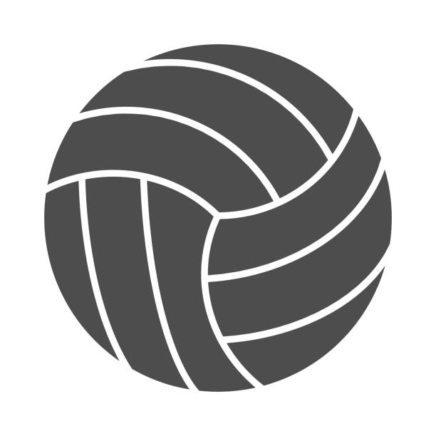 バレーボールボールの固体アイコン。●スポーツ用品ベクトルイラストは白で絶縁。ウェブとアプリ用に設計されたゲームボールグリフスタイルのデザイン、 eps 10。 - バレーボール点のイラスト素材／クリップアート素材／マンガ素材／アイコン素材