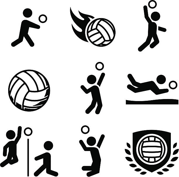 ilustraciones, imágenes clip art, dibujos animados e iconos de stock de voleibol iconos de la serie black - pelota de voleibol