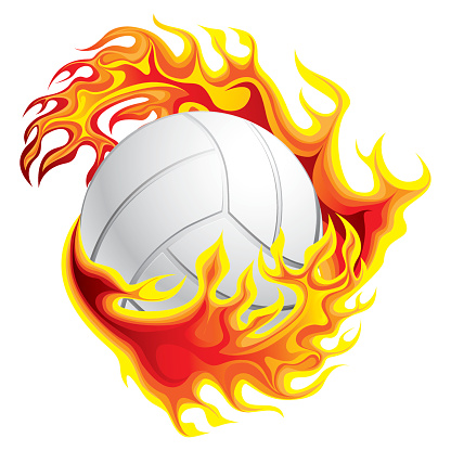 Volleyball in flame