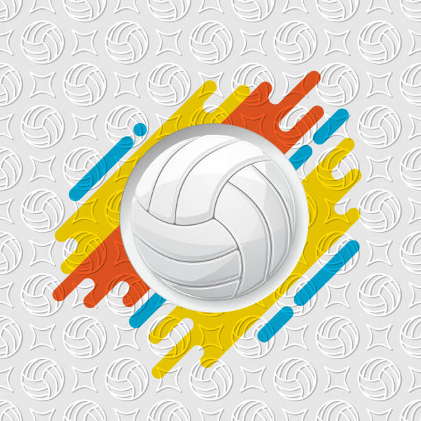 ilustraciones, imágenes clip art, dibujos animados e iconos de stock de símbolo de voleibol con sombras - pelota de voleibol