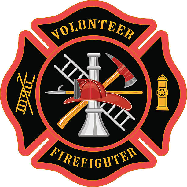 Volunteer Firefighter Maltese Cross vector art illustration