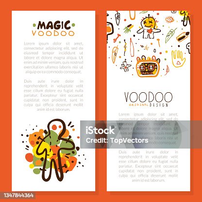 istock Voodoo Hand Drawn Design as African Religion and Magic Vector Template 1347844364