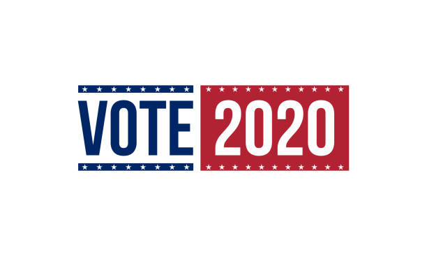 ilustrações de stock, clip art, desenhos animados e ícones de vote 2020 in blue and red colors, vector illustration - votar