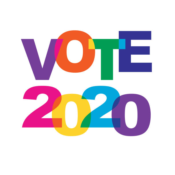 Vote 2020 rainbow colors overlapping vector typography Vote 2020 rainbow colors overlapping vector typography voting clipart stock illustrations