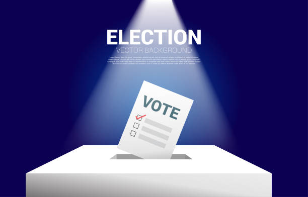 vote paper put in election box. concept for election vote theme background. republicanism stock illustrations