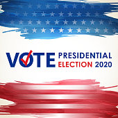 The USA Presidential Election Campaign for the year 2020 with the paint brushed American flag background