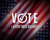 istock Vote, USA elections background. Every cote counts. Vector 1276998183
