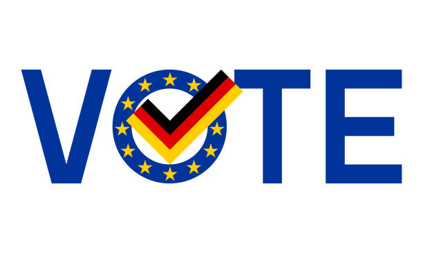 illustrations, cliparts, dessins animés et icônes de voter avec le drapeau de l’allemagne, élections européennes 2019 concept vectoriel - parlement européen