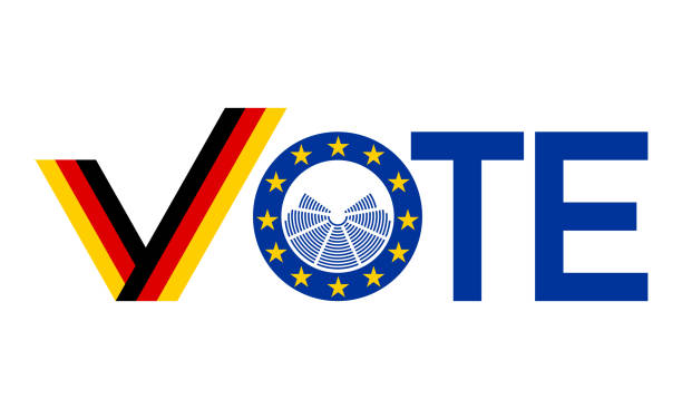 illustrations, cliparts, dessins animés et icônes de voter avec le drapeau de l’allemagne, élections européennes 2019 concept vectoriel - parlement européen