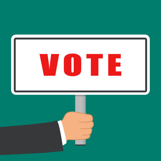 vote word sign flat concept Illustration of vote word sign flat concept voting borders stock illustrations